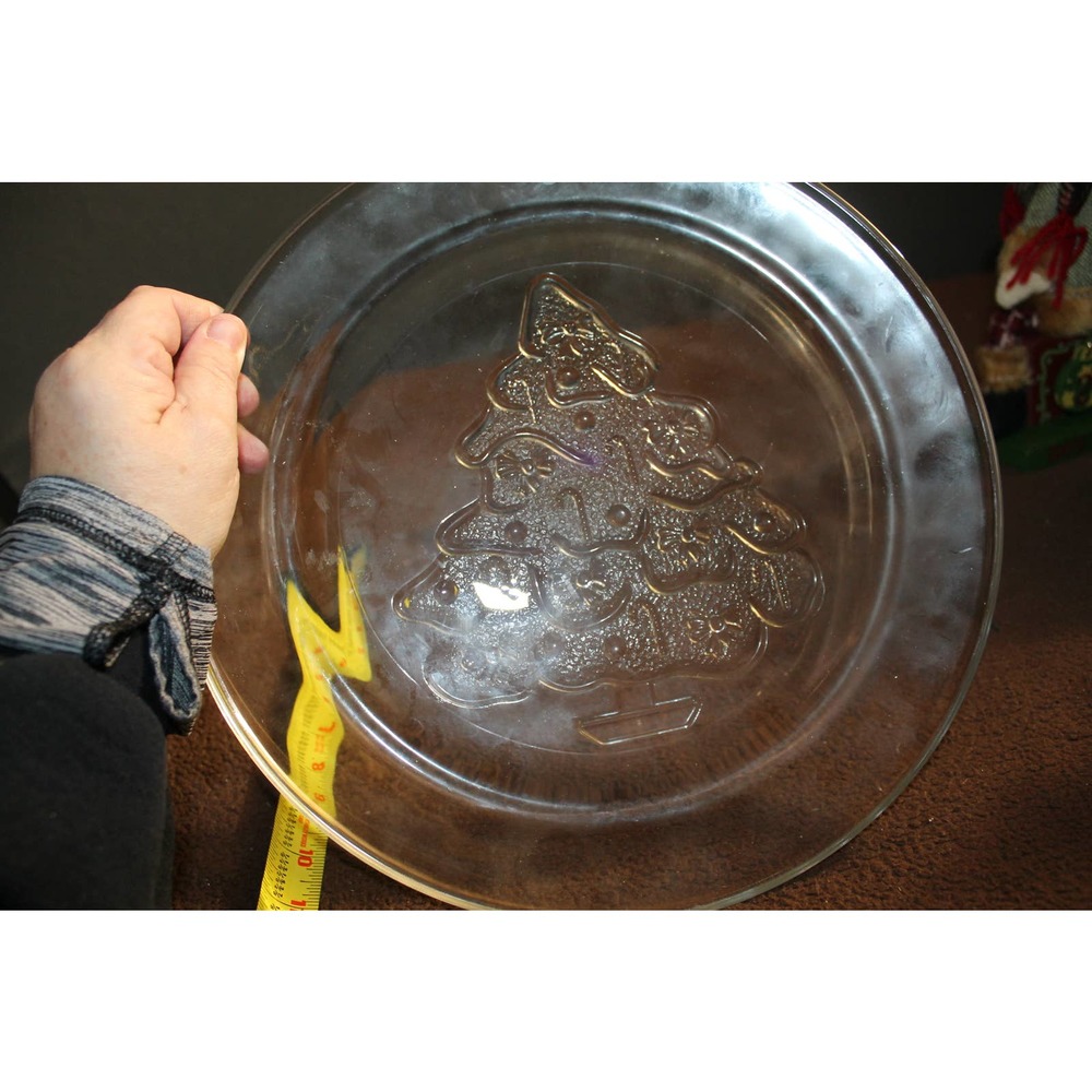 Holiday Magic Anchor Serving Platter 12"Glass Christmas Tree w/ Candy Canes Tray